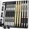 Gold Art Mechanical Pencil Set – 6 Metal Drafting Pencils (0.5, 0.7, 0.9, 2mm) with 12 Tubes Lead Refills, Erasers, Sharpeners & Case – Perfect for Drawing, Sketching, and School Use (Gold)